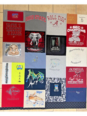 Handmade T-Shirt Quilt Top Unfinished Memory Quilt College Sports Outdoors 57x65